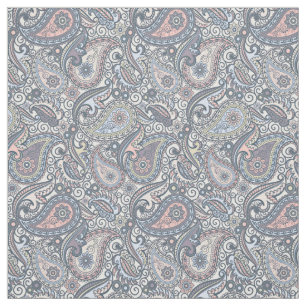 Unique Pastel Blue Violet Pink Vintage Floral Fabric