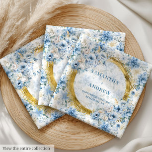 Unique Pastel Blue Watercolor Wedding Cloth Napkin