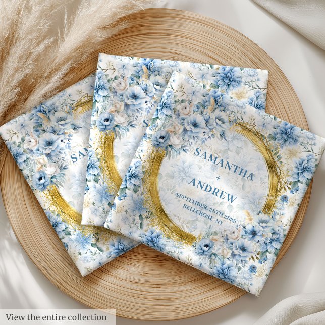 Unique Pastel Blue Watercolor Wedding Cloth Napkin (Unique Pastel Blue Watercolor Wedding Cloth Napkins)