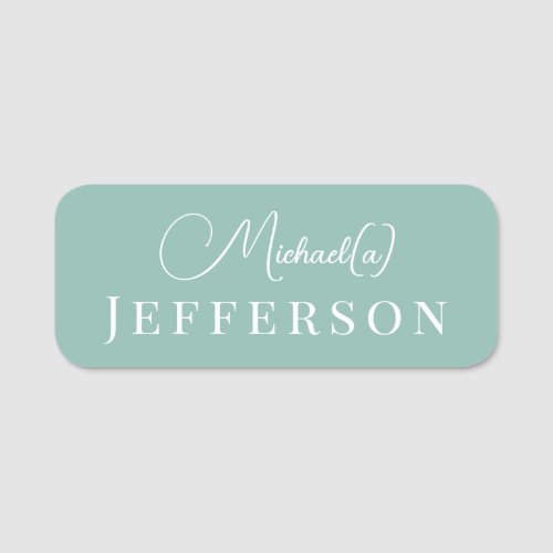 Unique Pastel Color Lichen Light Green Handwritten Name Tag