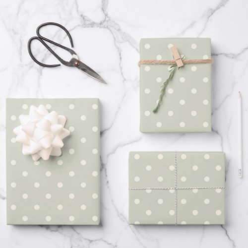 Unique Pastel Grey Beige  White Polka Dot Pattern Wrapping Paper Sheets