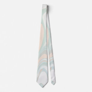 Unique Pastel Mint Green Oil Paint Abstract Neck Tie
