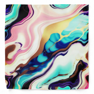 Unique Pastel pink blue purple gold Faux Marble Bandana