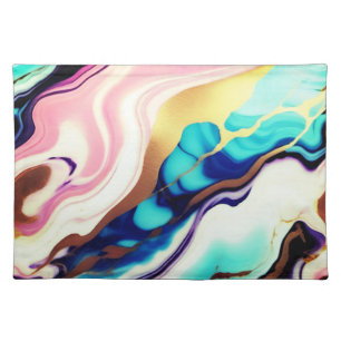 Unique Pastel pink blue purple gold Faux Marble Cloth Placemat