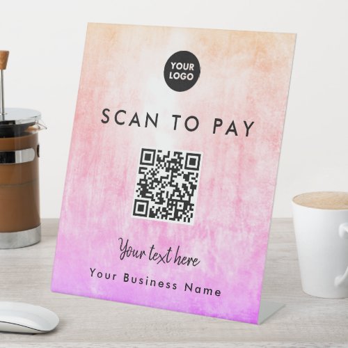 Unique Pastel Pink QR Code Venmo Logo Scannable Pedestal Sign