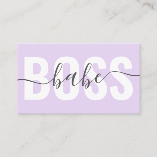 Unique pastel purple boss babe script chic hair business card