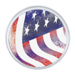 Unique Patriotic American Flag Silver Finish Lapel Pin