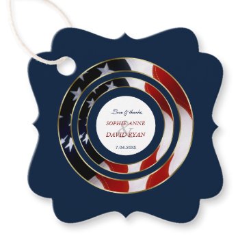 Unique Patriotic Elegant USA Flag Gold Wedding Favor Tags Unique Patriotic Elegant USA Flag Gold Wedding Favor Tags