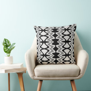 Unique Pattern - Black White Silver Grey Gray Throw Pillow