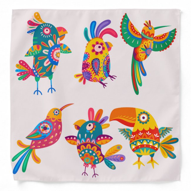 Unique pattern on birds Ethnic blue Cool Bandana