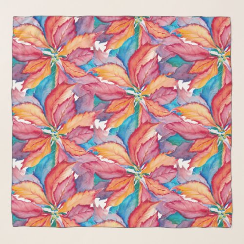 Unique Pattern Scarf Colorful Poinsettia