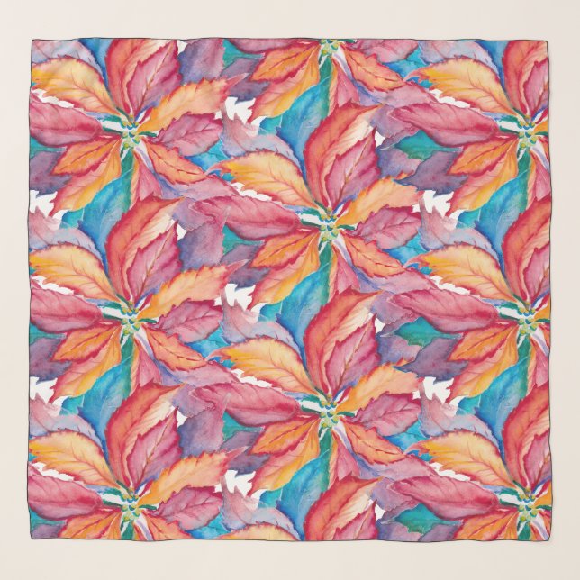 Unique Pattern Scarf Colorful Poinsettia (Front)