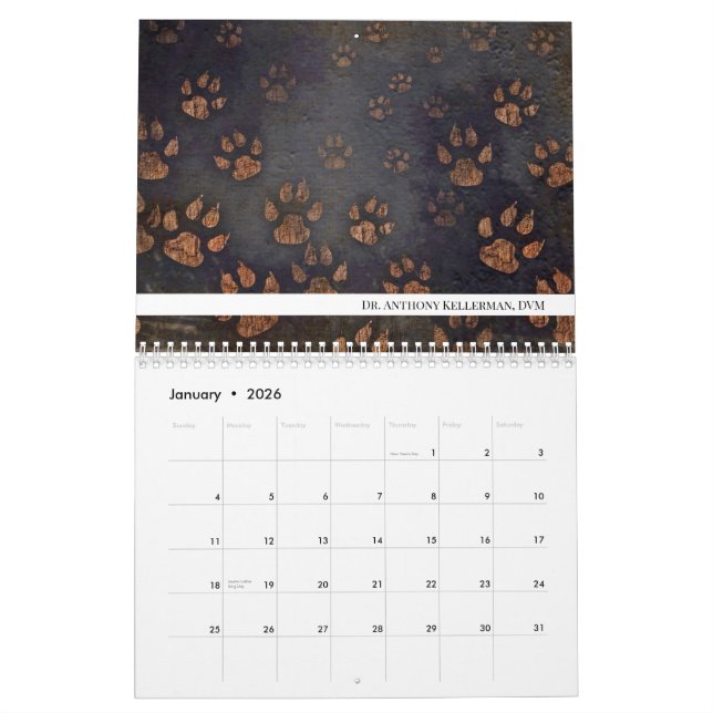 Unique Paw Print Veterinarian  Calendar (Jan 2026)