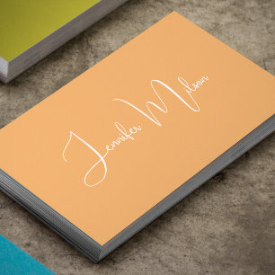Unique Peach Orange & White Handwritten Script  Business Card