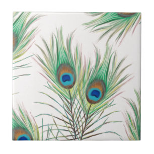Unique Peacock Feathers Pattern Ceramic Tile