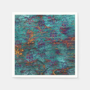 Unique peacock teal, magenta, purple blue texture napkins