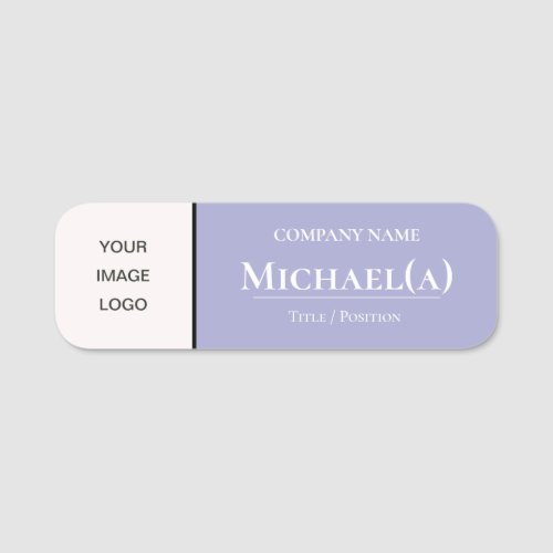 Unique Pearl White  Lavender Violet Company LOGO Name Tag