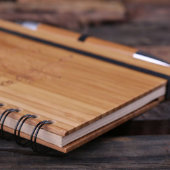 Unique Pen Set w/ Etched Spiral Bamboo Notebook (3/4)