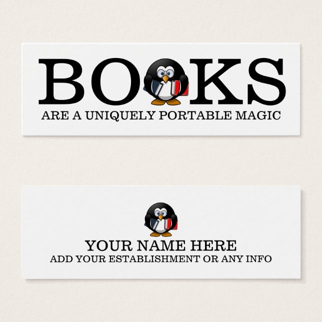 Unique Penguin Bookmark (Front & Back)