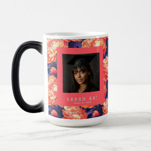 Unique Peonies Print Graduate Coffee Color Morph Mug