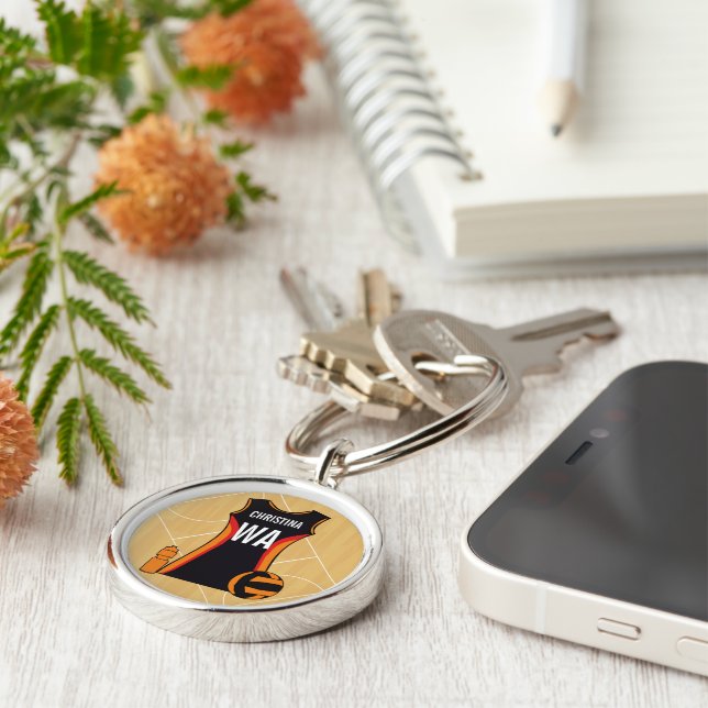 Unique Personalised Netball Keychain (Side)