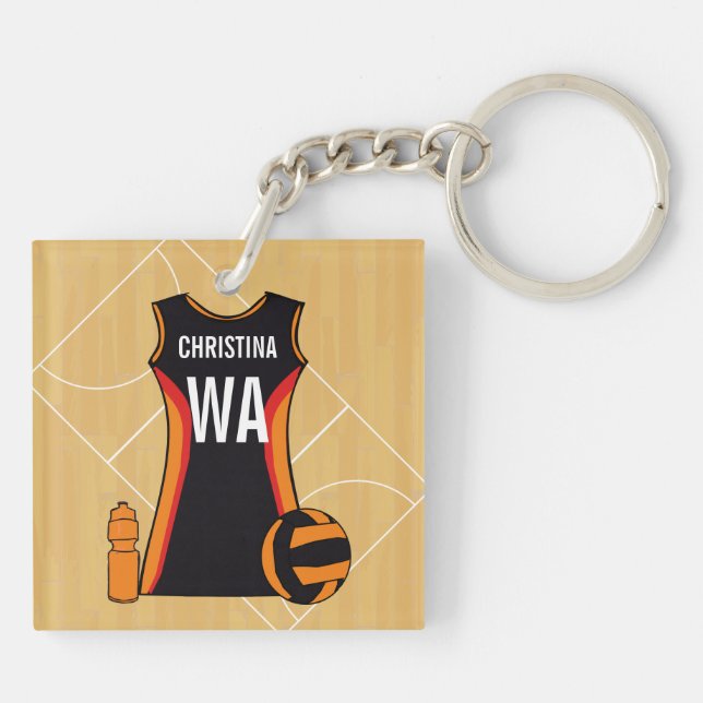 Unique Personalised Netball Keychain (Back)