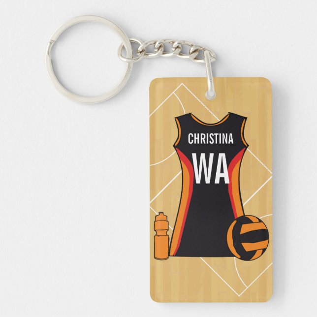Unique Personalised Netball Keychain (Front)