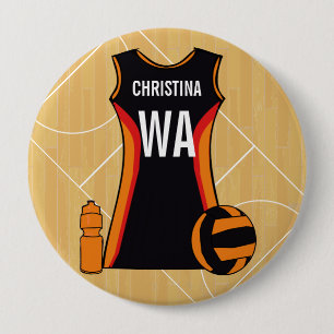 Unique Personalised Netball Pinback Button
