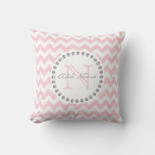 Unique Personalized Baby Pink Chevron _ Diamonds Throw Pillow