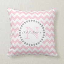 Unique Personalized Baby Pink Chevron - Diamonds Throw Pillow