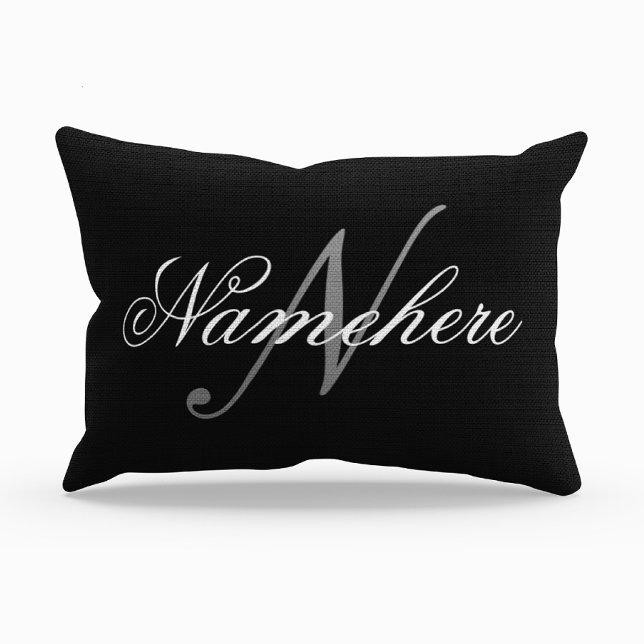Unique Personalized Black and White Name Monogram Accent Pillow (Creator Uploaded)