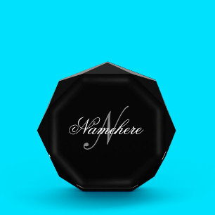 Unique Personalized Black and White Name Monogram Acrylic Award