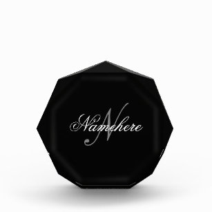 Unique Personalized Black and White Name Monogram Acrylic Award