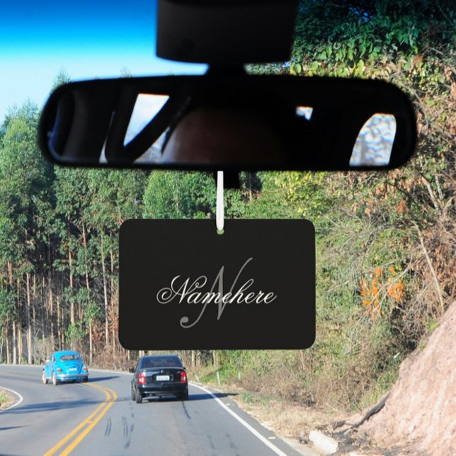 Unique Personalized Black and White Name Monogram Air Freshener (Creator Uploaded)