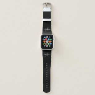 Unique Personalized Black and White Name Monogram Apple Watch Band
