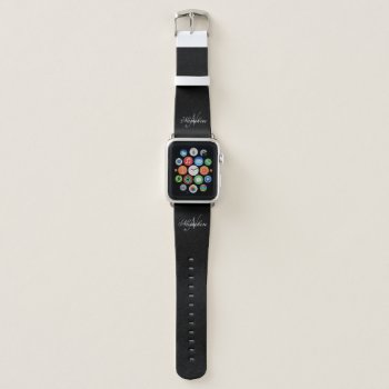 Unique Personalized Black And White Name Monogram Apple Watch Band by Unique_Name_Monogram at Zazzle