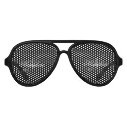 Unique Personalized Black and White Name Monogram Aviator Sunglasses