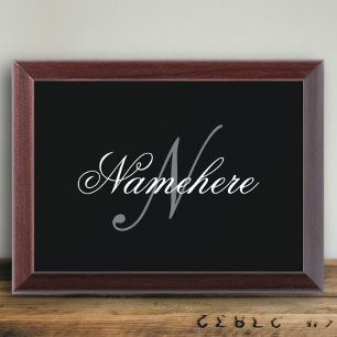 Unique Personalized Black and White Name Monogram Award Plaque