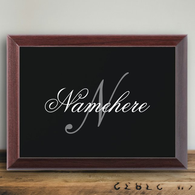 Unique Personalized Black and White Name Monogram Award Plaque (Creator Uploaded)