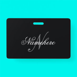 Unique Personalized Black and White Name Monogram Badge