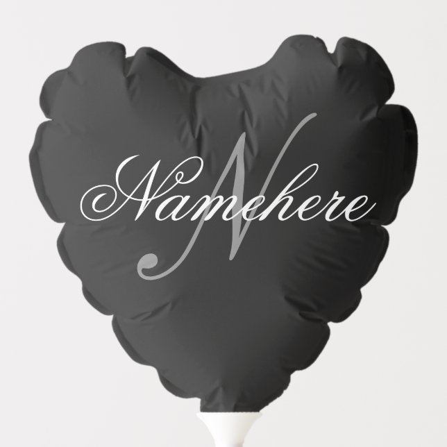 Unique Personalized Black and White Name Monogram Balloon (Front)