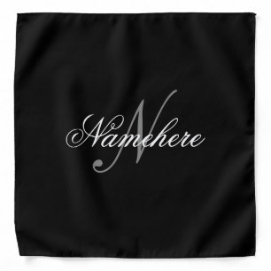 Unique Personalized Black and White Name Monogram Bandana