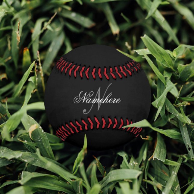 Unique Personalized Black and White Name Monogram Baseball (Creator Uploaded)