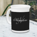 Unique Personalized Black and White Name Monogram Beverage Pitcher<br><div class="desc">Personalized Unique Black and White Name Monogram Design for anyone.</div>