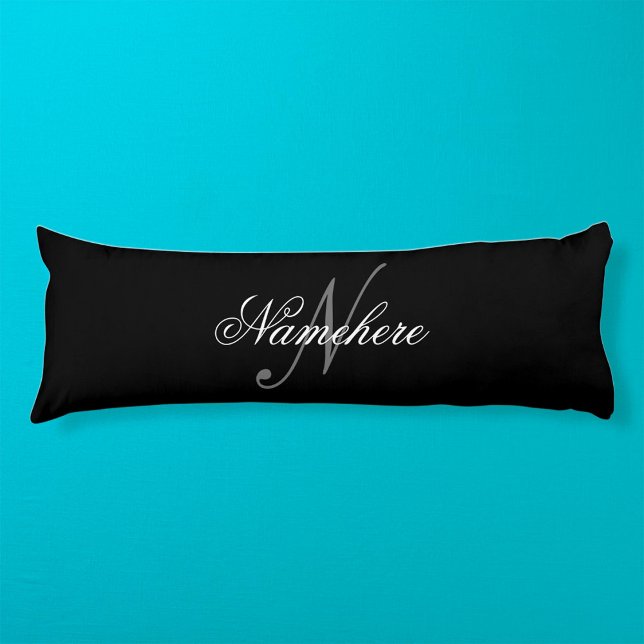 Unique Personalized Black and White Name Monogram Body Pillow (Creator Uploaded)