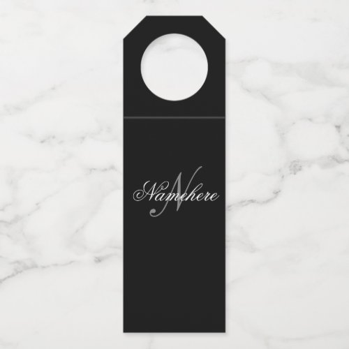 Unique Personalized Black and White Name Monogram Bottle Hanger Tag