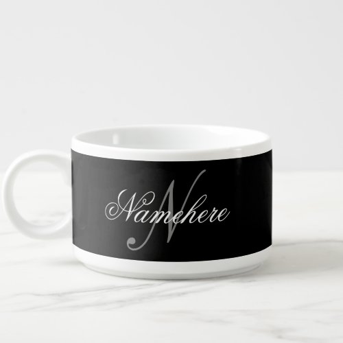 Unique Personalized Black and White Name Monogram Bowl