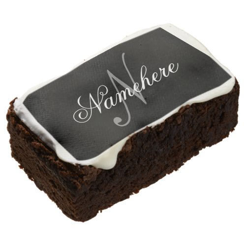 Unique Personalized Black and White Name Monogram Brownie