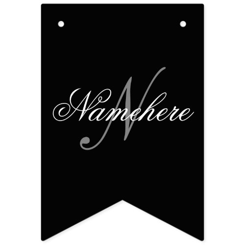 Unique Personalized Black and White Name Monogram Bunting Flags