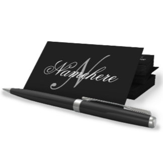 Unique Personalized Black and White Name Monogram Business Card